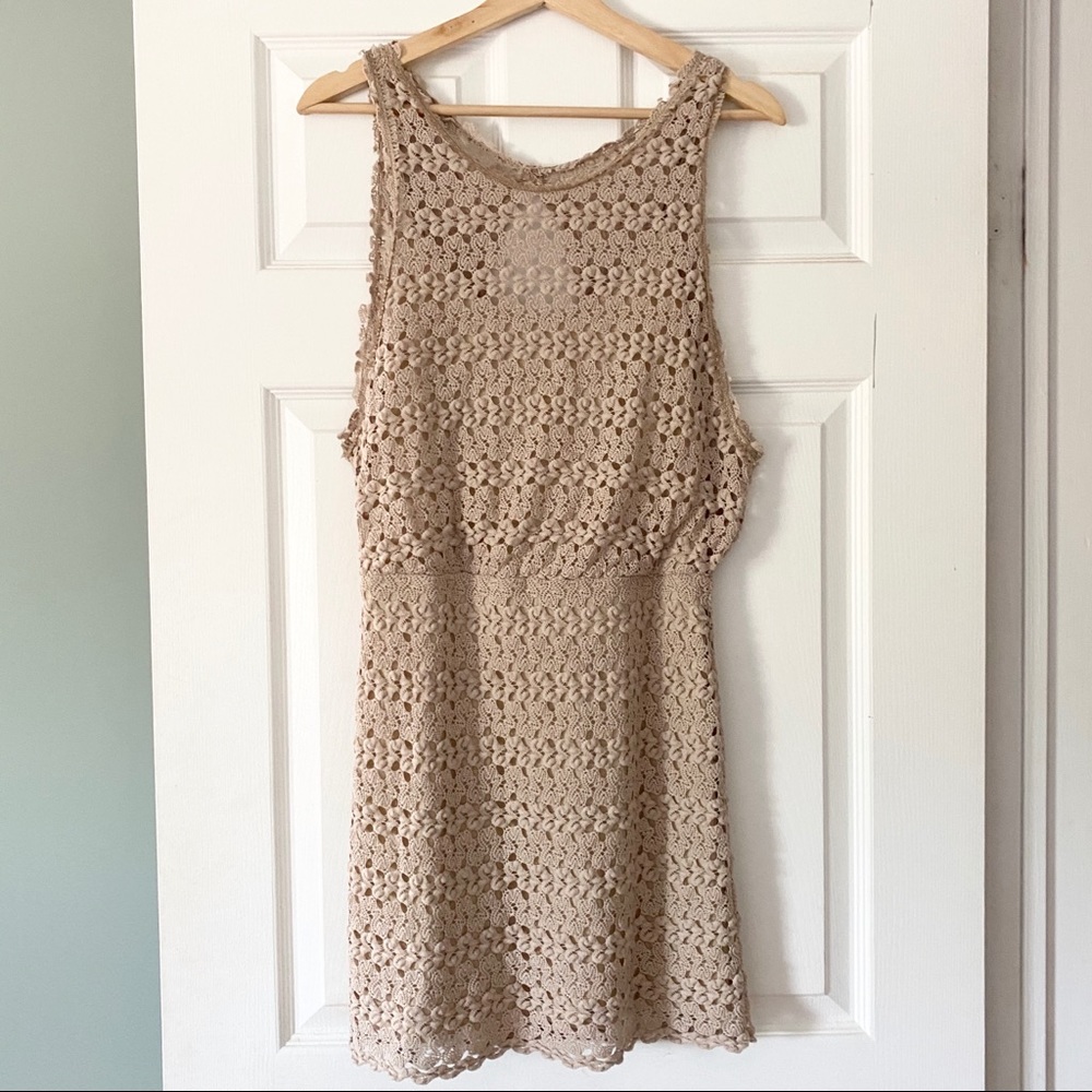 FREE PEOPLE Beige 'Lily' Lace Blouson Dress